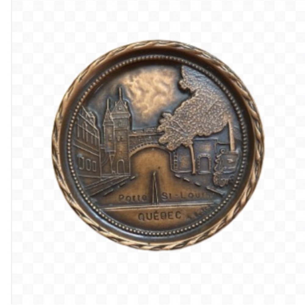 Vintage Albert Gilles 4” Solid Copper Quebec Embossed Art Wall Placque
